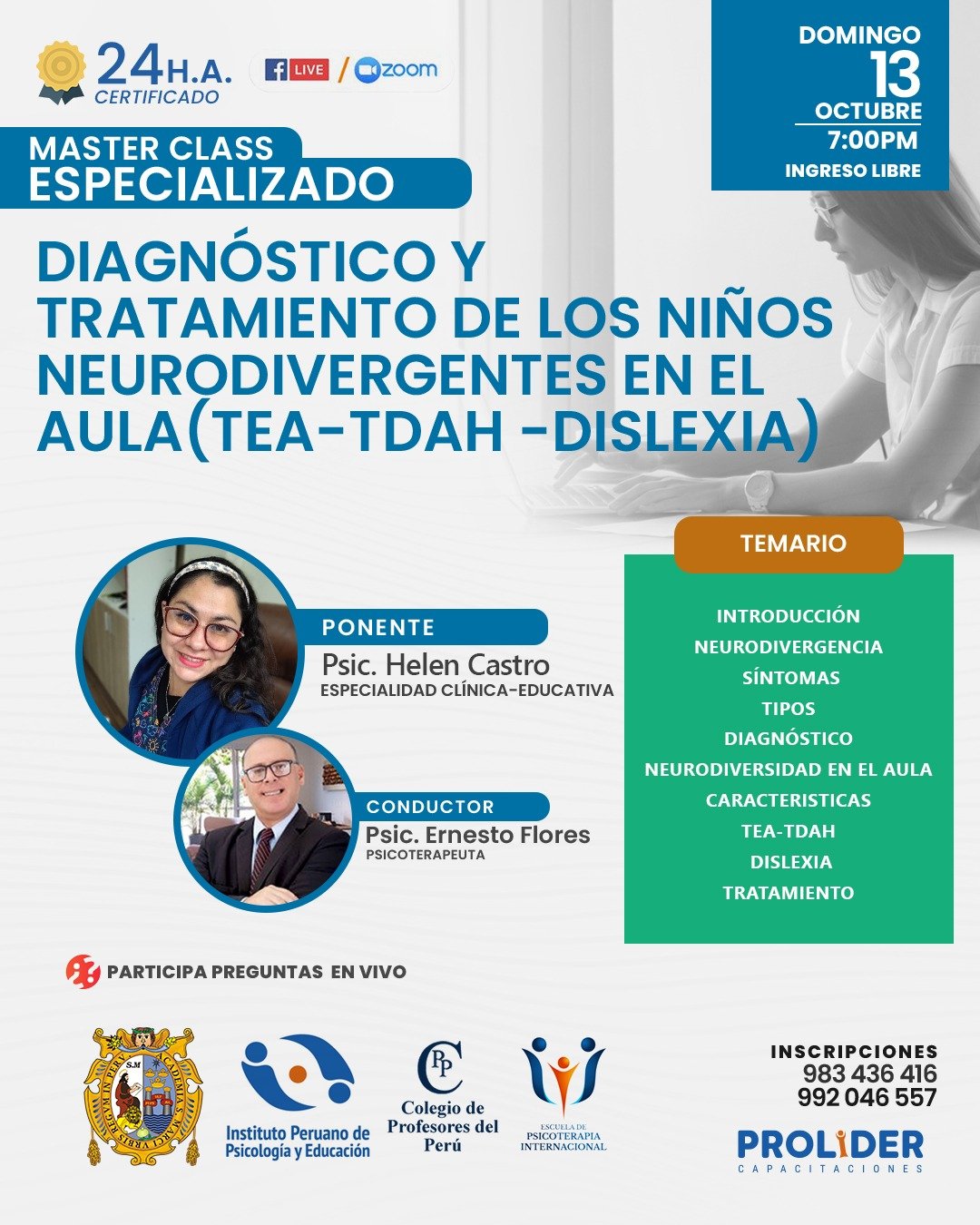 DIAGNÓSTICO Y TRATAMIENTO D ELOS NIÑOS NEURODIVERGENTES EN EL AULA(TEA-TDAH-DISLEXIA)